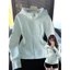 Áo trùm đầu màu trơn nữ eo cinching giảm béo dài tay