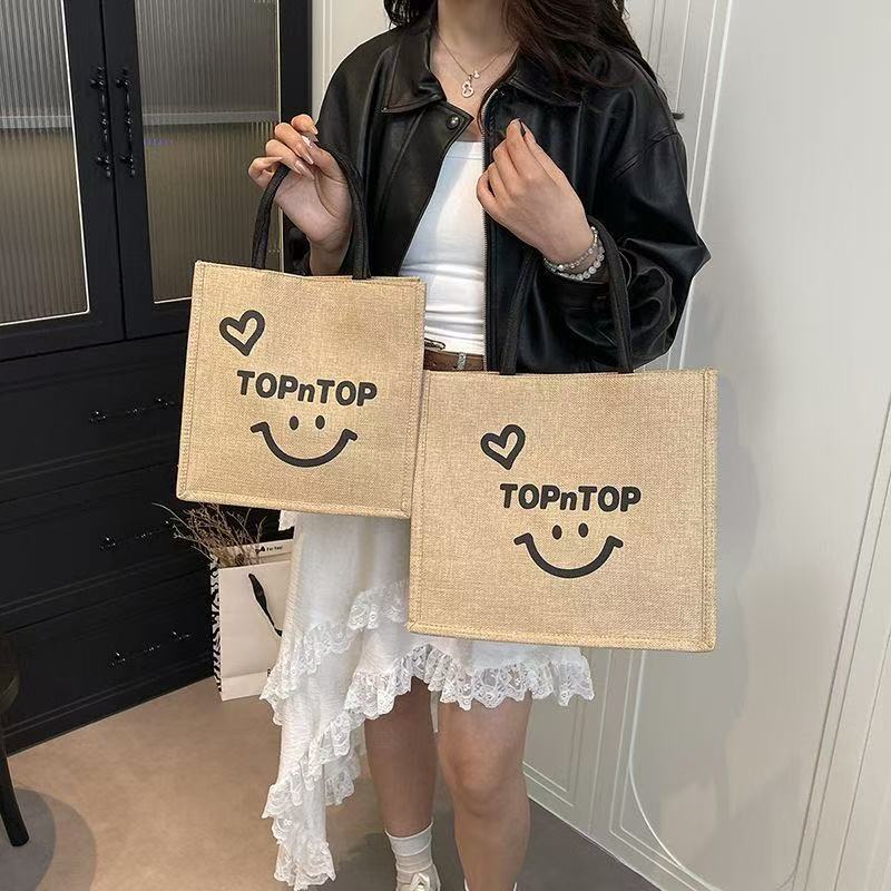 Túi Tote Vải Lanh Cotton Phiên Bản Hàn Quốc, Phong Cách Mục Vụ, Dùng Đi Mua Sắm/Du Lịch/Đi Làm