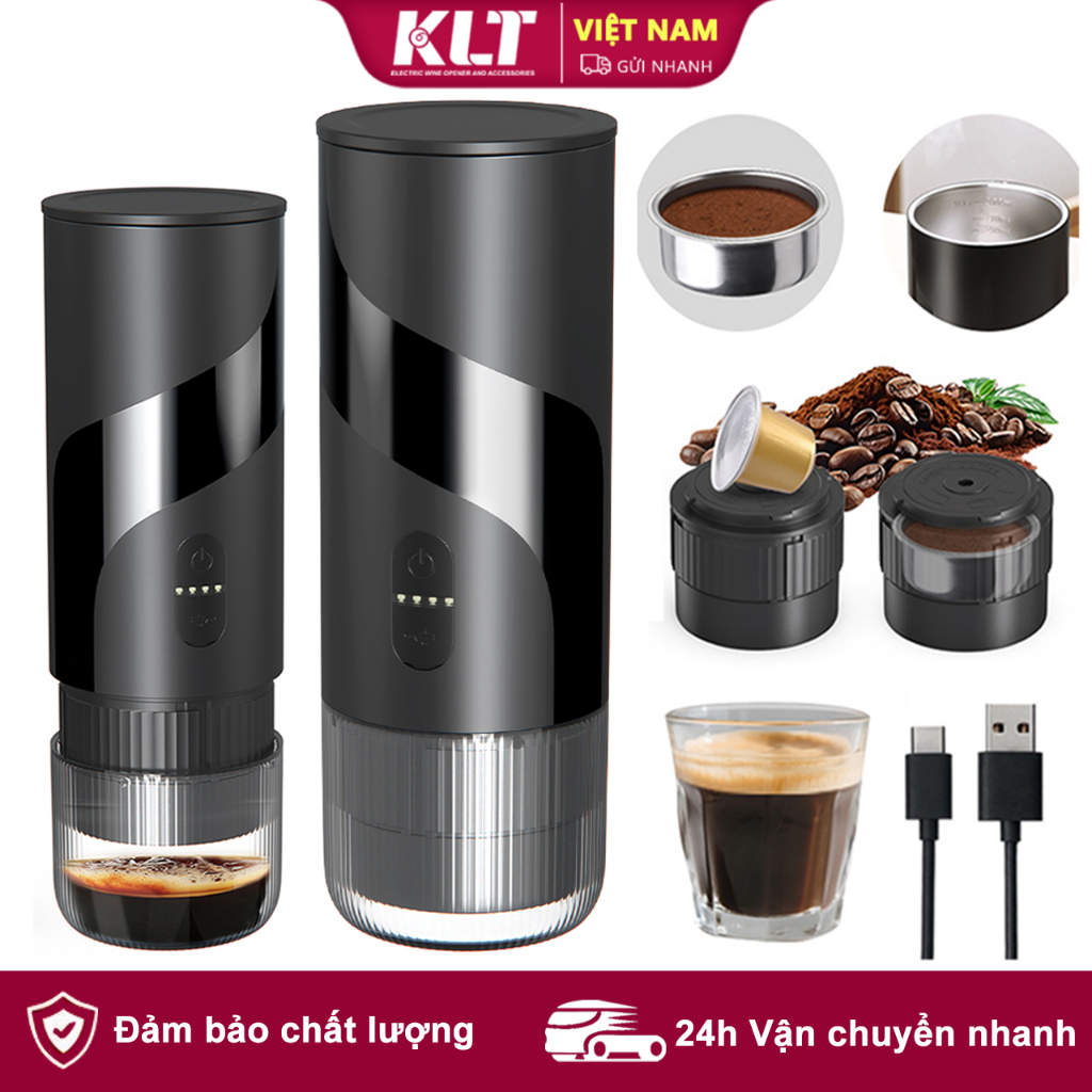 Máy pha cà phê Espresso điện không dây 2 trong 1 CLITON Máy pha cà phê Mini chiết áp suất cao 20Bar - Viên nang làm lạnh / nóng Khả năng tương thích nguồn cà phê 1500mAh
