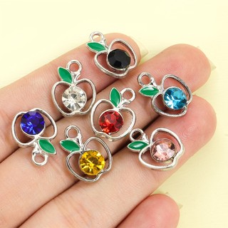 10 Chiếc 7 Màu Kim Cương Giả Inlay Đêm Giáng Sinh Ping 'an Apple Charms, Mặt Dây Hợp Kim Tạo Kiểu Trái Cây Tinh Tế Cho DIY Tính Khí Xương Đòn Dây Chuyền Vòng Cổ Vòng Tay Bông Tai Móc Khóa