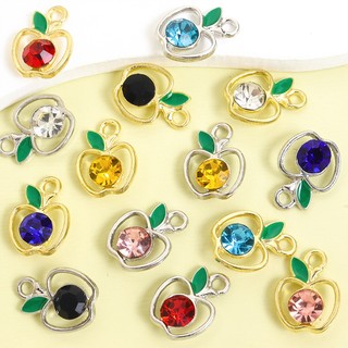 10 Chiếc 7 Màu Kim Cương Giả Inlay Đêm Giáng Sinh Ping 'an Apple Charms, Mặt Dây Hợp Kim Tạo Kiểu Trái Cây Tinh Tế Cho DIY Tính Khí Xương Đòn Dây Chuyền Vòng Cổ Vòng Tay Bông Tai Móc Khóa