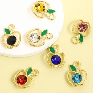 10 Chiếc 7 Màu Kim Cương Giả Inlay Đêm Giáng Sinh Ping 'an Apple Charms, Mặt Dây Hợp Kim Tạo Kiểu Trái Cây Tinh Tế Cho DIY Tính Khí Xương Đòn Dây Chuyền Vòng Cổ Vòng Tay Bông Tai Móc Khóa