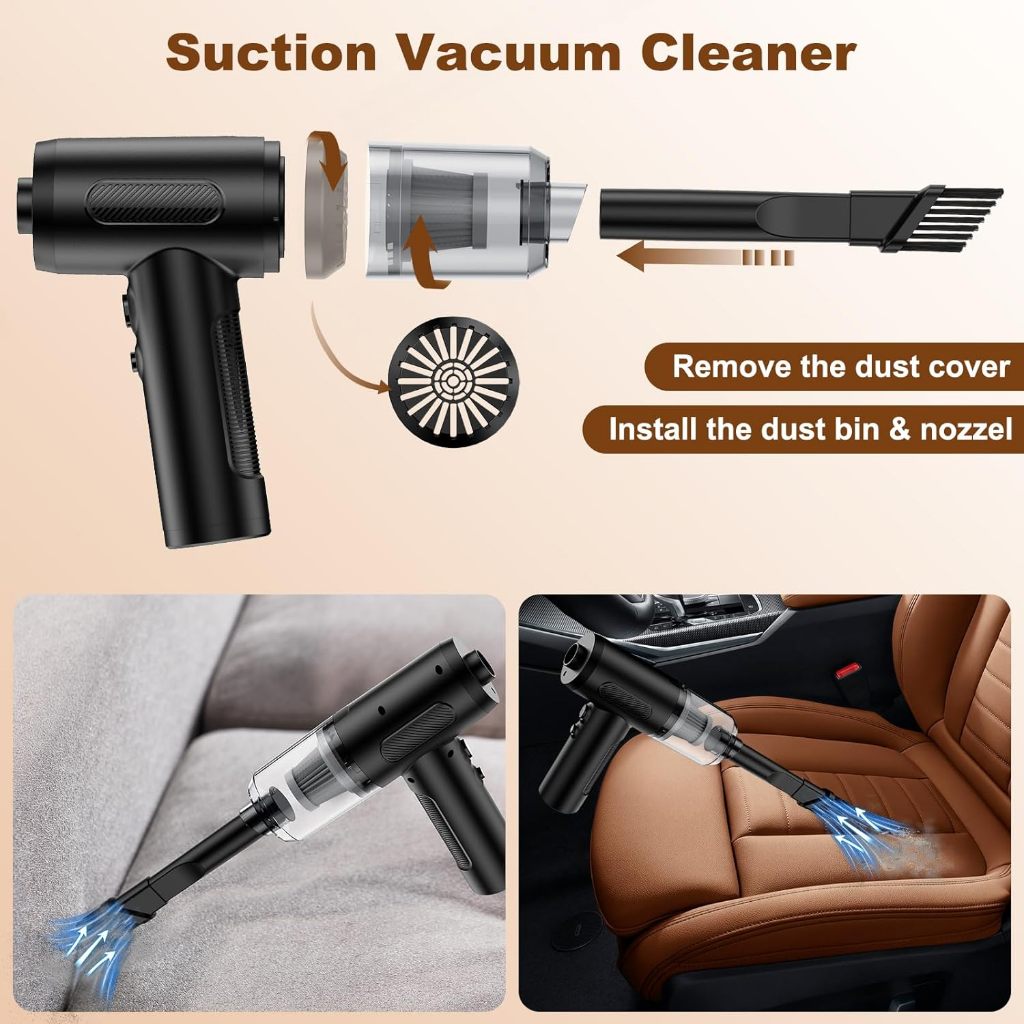 50000RPM Máy Hút Bụi Ô Tô Cầm Tay - Máy Hút Bụi Tích Hợp Bơm Hơi Mạnh - Lực Hút Mạnh - Màn Hình Kỹ Thuật Số