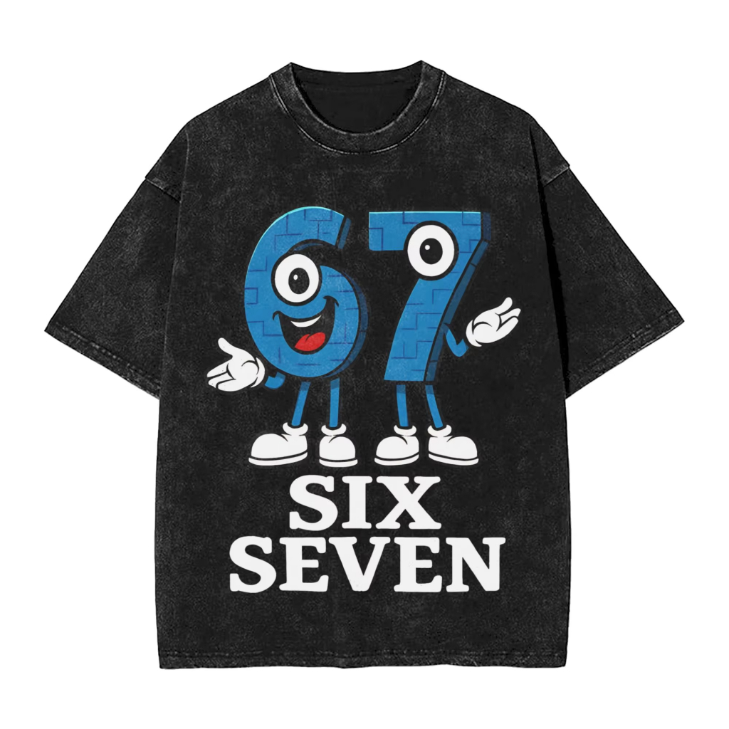 Hip Hop 67 Six Seven 6-7 Fun Ý Brainrot Retro Áo thun Cotton in hình nam