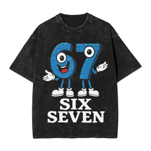 Hip Hop 67 Six Seven 6-7 Fun Ý Brainrot Retro Áo thun Cotton in hình nam