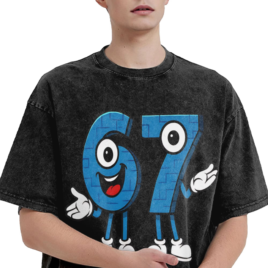Hip Hop 67 Six Seven 6-7 Fun Ý Brainrot Retro Áo thun Cotton in hình nam