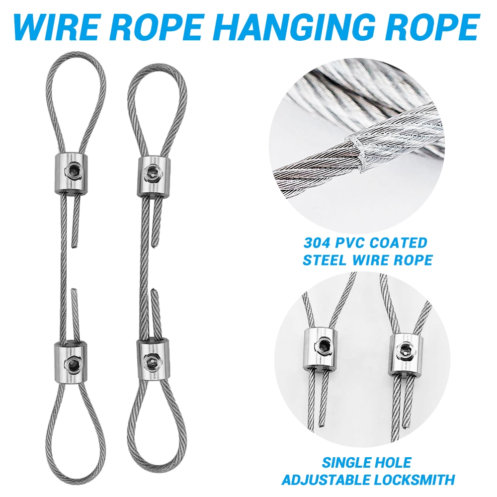 Bộ cố định cáp treo dây thép phủ PVC 1,5-2mm có thể điều chỉnh Thích hợp treo Bonsa Swings DIY