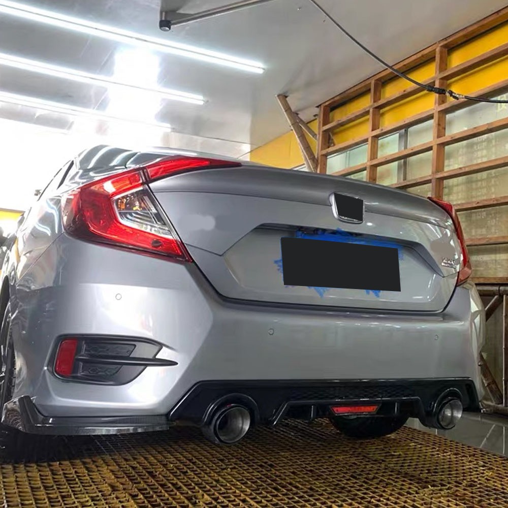 Body Kit Viền Tạo Kiểu Tái Trang Bị Bên Phía Sau Khuếch Tán Ống Xả Đuôi Điều Chỉnh Phụ Kiện Dành Cho Xe Honda Civic 10th Gen 2016 2017 2018 2019 2020 Sedan Trang Trí / Sửa Đổi Phần