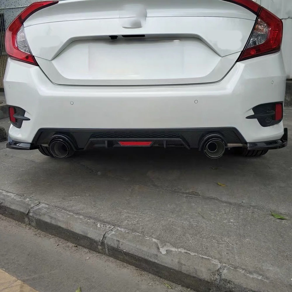 Body Kit Viền Tạo Kiểu Tái Trang Bị Bên Phía Sau Khuếch Tán Ống Xả Đuôi Điều Chỉnh Phụ Kiện Dành Cho Xe Honda Civic 10th Gen 2016 2017 2018 2019 2020 Sedan Trang Trí / Sửa Đổi Phần