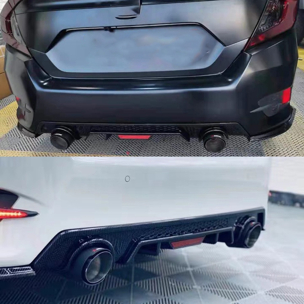 Body Kit Viền Tạo Kiểu Tái Trang Bị Bên Phía Sau Khuếch Tán Ống Xả Đuôi Điều Chỉnh Phụ Kiện Dành Cho Xe Honda Civic 10th Gen 2016 2017 2018 2019 2020 Sedan Trang Trí / Sửa Đổi Phần