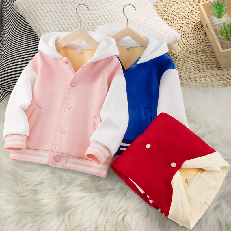 W.G.Q Áo khoác Bomber bé trai / bé gái, lớp lót lông cừu dày ấm áp thoải mái khi in, Áo Hoodie thời trang phù hợp