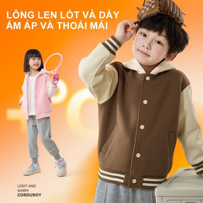 W.G.Q Áo khoác Bomber bé trai / bé gái, lớp lót lông cừu dày ấm áp thoải mái khi in, Áo Hoodie thời trang phù hợp