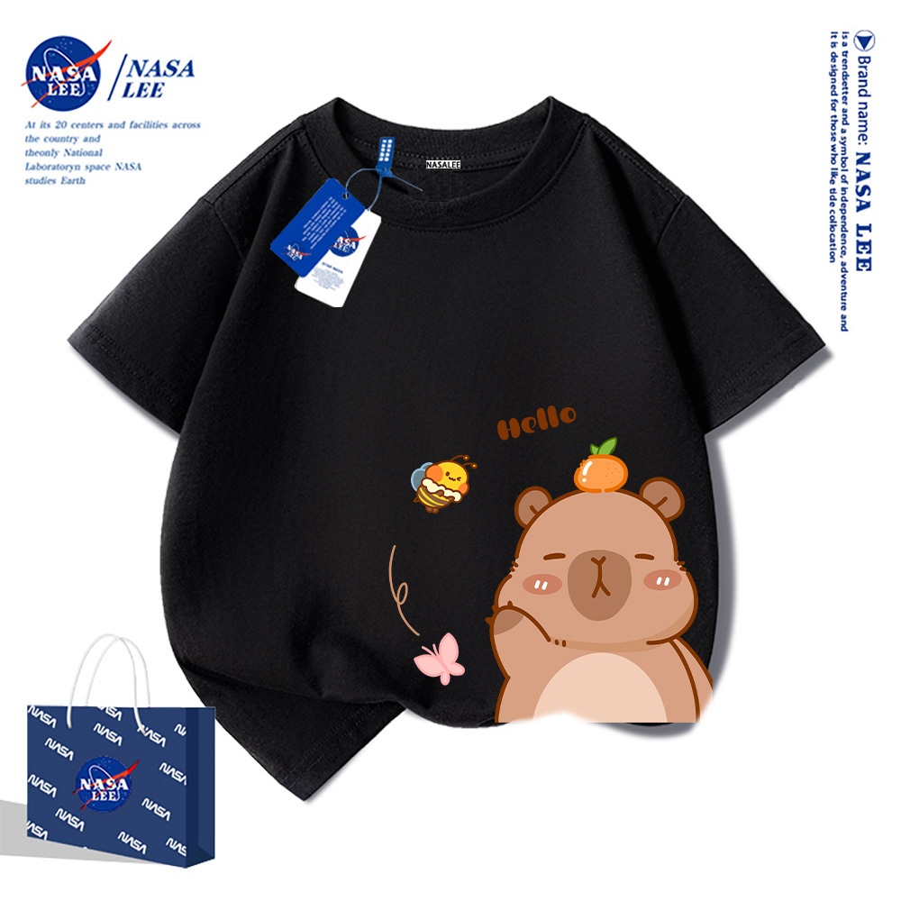 🚀Xu hướng hot 2026 🚀 Áo thun trẻ em họa tiết Capybara NASA — Unisex — Giao hàng ngay