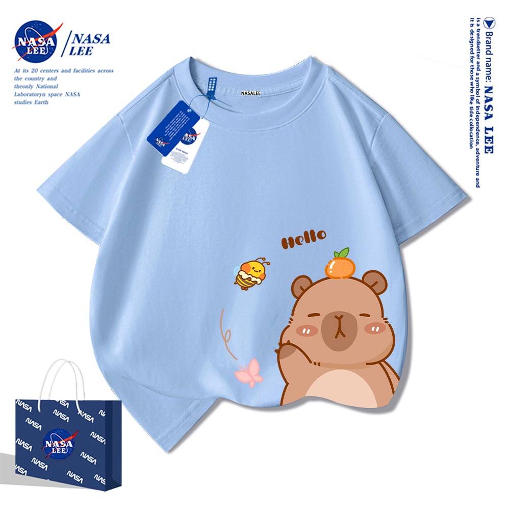 🚀Xu hướng hot 2026 🚀 Áo thun trẻ em họa tiết Capybara NASA — Unisex — Giao hàng ngay
