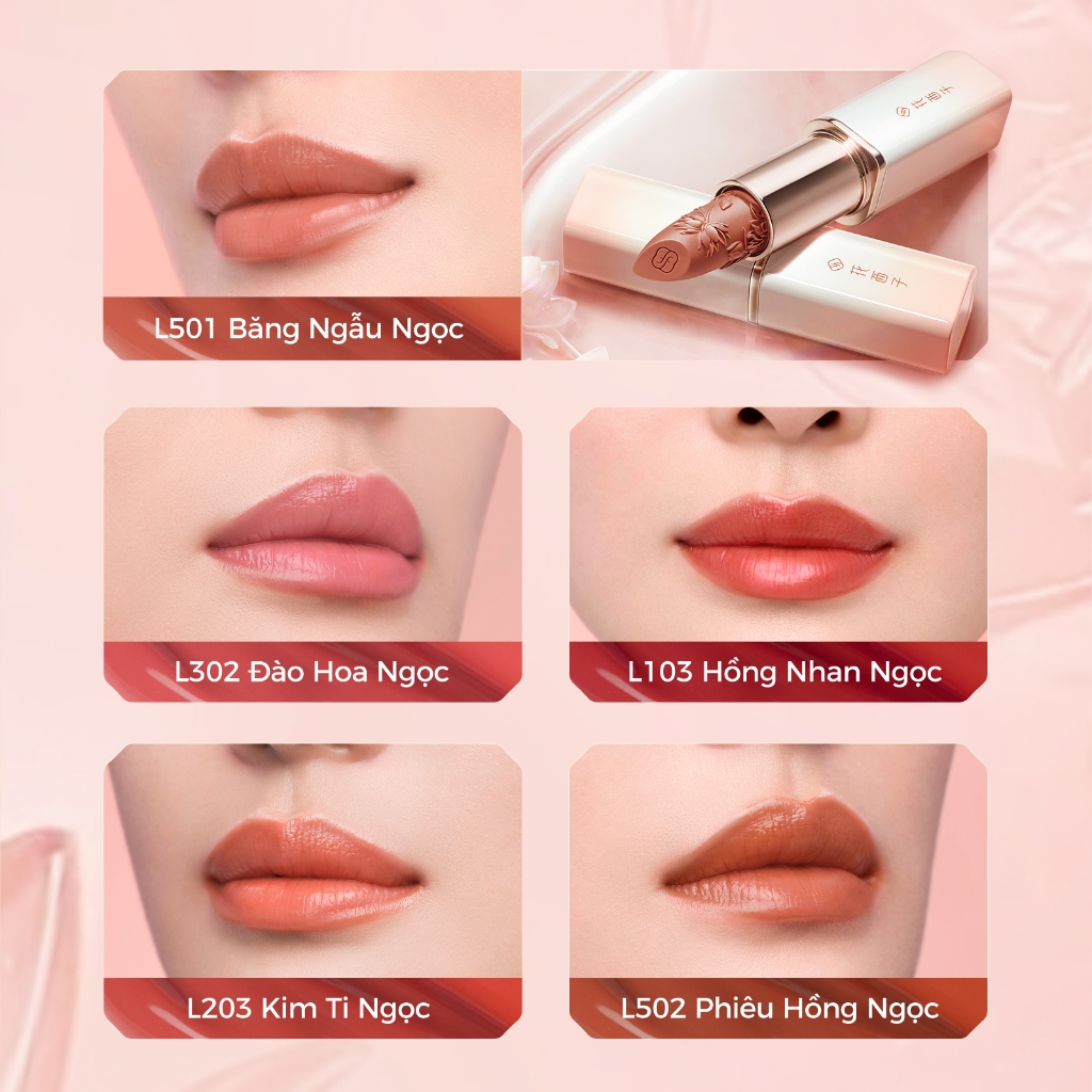 【Trần Kiều 96 Livestream】Florasis ( Hoa Tây Tử)  Son Môi Blooming Rouge Engraved - Khắc hoa tinh tế - Bám màu tốt, lên màu chuẩn an toàn cho môi