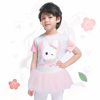 KUKE HOME Trẻ em thể thao ngắn tay áo đầm ngắn tay áo tốc độ khô thoáng khí