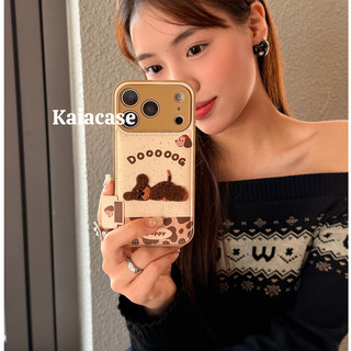 Bảo Vệ Toàn Diện Ống Kính Dễ Thương Sang Trọng Chó Con Da Báo Da Mềm Ốp Lưng Điện Thoại iPhone 17Promax 17Pro 13 14 15 16 Pro Max Chống Sốc Ngọt Ngào Nữ Tính Nữ Vỏ Điện Thoại Di Động