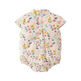 Bộ áo liền quần & băng đô Qipao hoa Trung Quốc cho bé gái sơ sinh - Onesie in mềm mượt có nút ếch cho bé gái (0-24M)