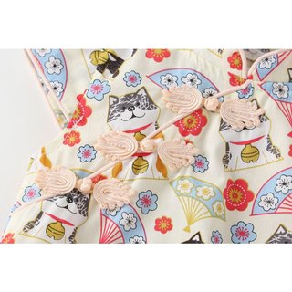 Bộ áo liền quần & băng đô Qipao in họa tiết dễ thương cho bé gái sơ sinh - Onesie lễ hội mềm mượt cho bé gái (0-24M)