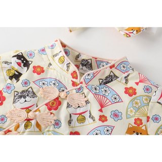 Bộ áo liền quần & băng đô Qipao in họa tiết dễ thương cho bé gái sơ sinh - Onesie lễ hội mềm mượt cho bé gái (0-24M)