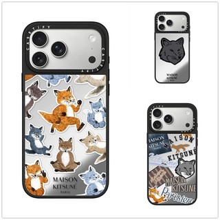 Dành Cho iPhone 17 16 15 Pro Max Maison Kitsune Fox Sticker Case Cho iPhone 13 14 Pro Max Cứng PC Ốp điện thoại iPhone 11 12 Vỏ Gương Chống Sốc