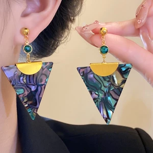Bông Tai Kim Bạc Hình Tam Giác Acetate Phong Cách Retro, Sang Trọng