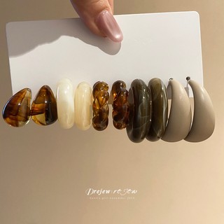 Drejew Bộ Trang Sức Vintage Hình Chữ C - Vòng Cổ & Bông Tai, Phong Cách Hàn Quốc