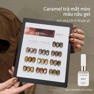 Sơn móng tay mắt mèo nâu Gel hạt thủy tinh sáng bóng thích hợp để xếp chồng làm móng tay màu sắc thiết yếu
