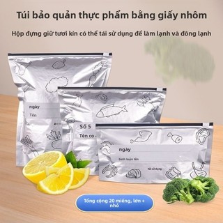 Túi giữ tươi bằng giấy nhôm, túi kín cấp thực phẩm, túi giữ tươi bằng giấy nhôm có khóa kéo, túi giữ tươi kháng khuẩn, bảo quản thịt đông lạnh trong tủ lạnh