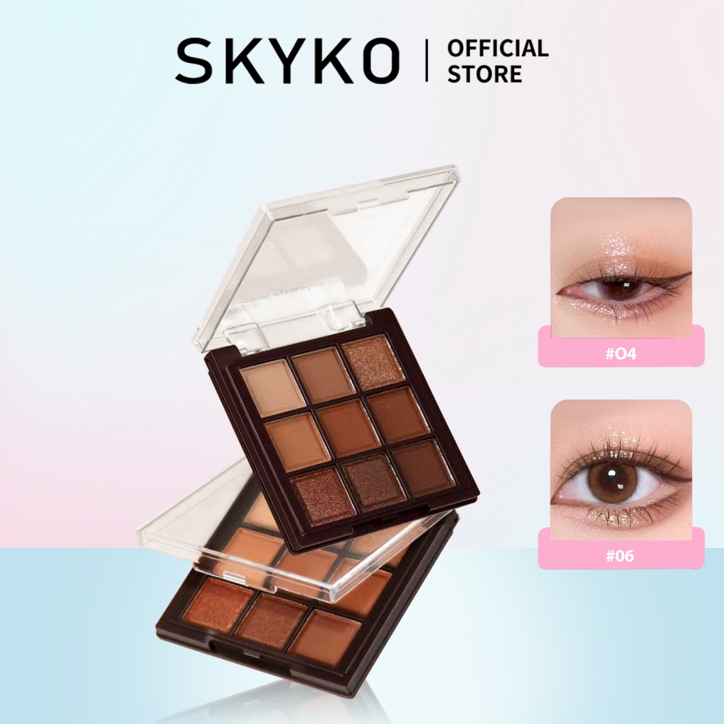 SKYKO 9 Màu Phấn Mắt Lấp Lánh Lấp Lánh Nhẹ Phấn Mắt Bột Pembayang mata