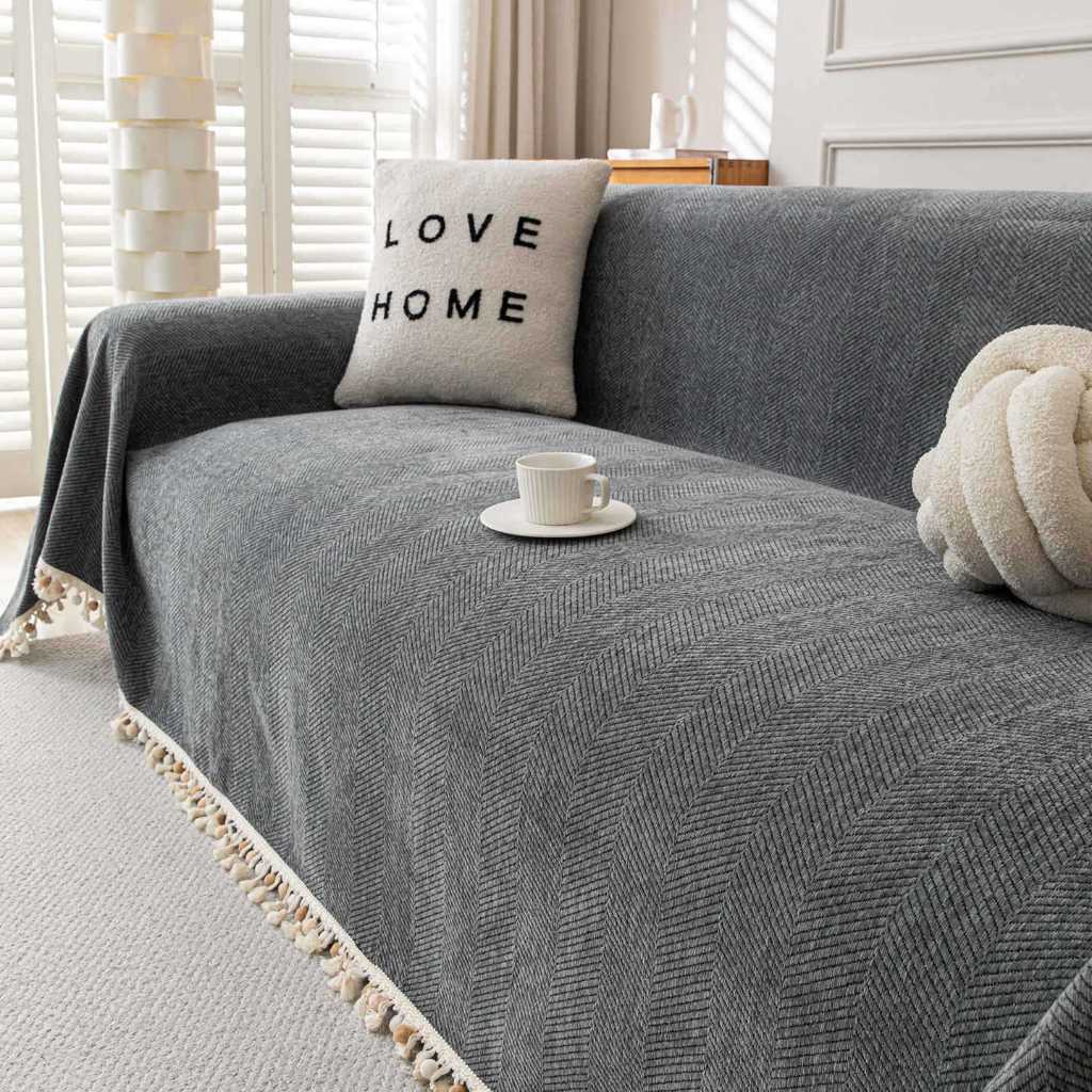 Chăn Sofa Tua Rua Sọc Hiện Đại, Vỏ Sofa Chống Trơn Trượt, Vỏ Nội Thất Thú Cưng Đa Năng Cho Sofa Hình Chữ L, Ghế Tình Yêu