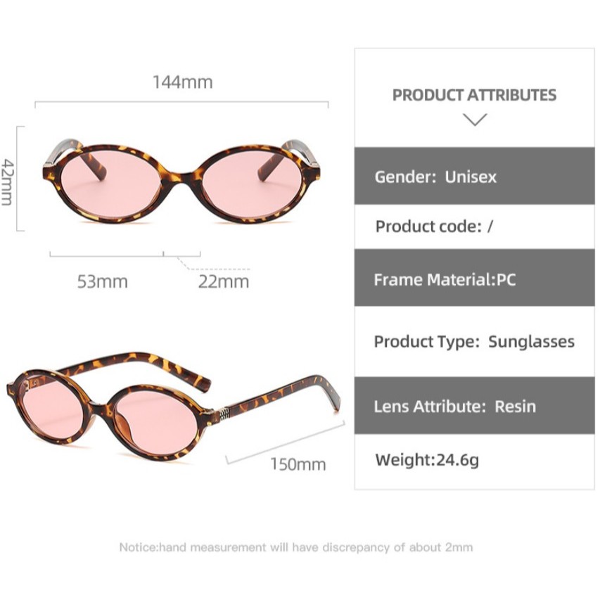Kính Râm Phong Cách Zhang Yuanying, Gọng Nhỏ Hình Bầu Dục Unisex, Họa Tiết Da Báo