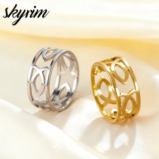 Skyrim Titan Nhẫn Thép Không Gỉ Rỗng Cá Nhẫn Dành Cho Nam Nữ Trang Sức Thời Trang