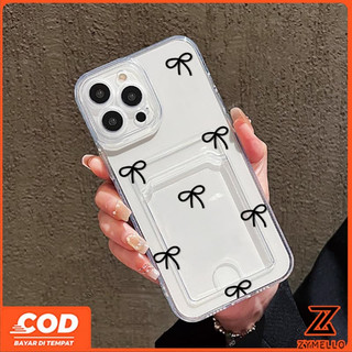 Thích hợp cho Realme Note 60 Note 70 Realme C61 Realme C53 C71 Hộp đựng thẻ trong suốt màu đen thời trang và tối giản có nơ, ốp điện thoại TPU chống sốc