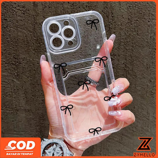 Thích hợp cho Realme Note 60 Note 70 Realme C61 Realme C53 C71 Hộp đựng thẻ trong suốt màu đen thời trang và tối giản có nơ, ốp điện thoại TPU chống sốc