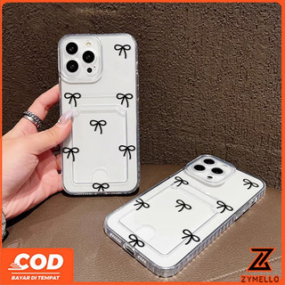 Thích hợp cho Realme Note 60 Note 70 Realme C61 Realme C53 C71 Hộp đựng thẻ trong suốt màu đen thời trang và tối giản có nơ, ốp điện thoại TPU chống sốc