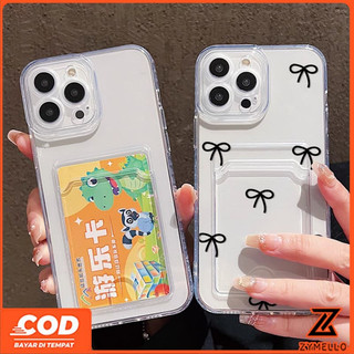 Thích hợp cho Realme Note 60 Note 70 Realme C61 Realme C53 C71 Hộp đựng thẻ trong suốt màu đen thời trang và tối giản có nơ, ốp điện thoại TPU chống sốc
