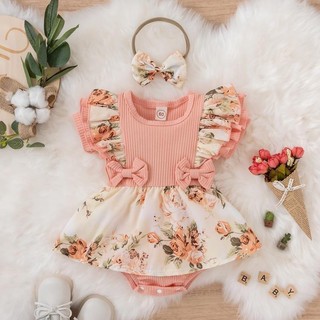 Bộ áo liền quần & băng đô Giáng sinh cho bé gái - Onesie lễ hội xù mềm mượt, trang phục ngày lễ dễ thương với thiết kế hoa cho bé (0-24M)