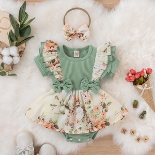Bộ áo liền quần & băng đô Giáng sinh cho bé gái - Onesie lễ hội xù mềm mượt, trang phục ngày lễ dễ thương với thiết kế hoa cho bé (0-24M)