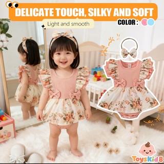 Bộ áo liền quần & băng đô Giáng sinh cho bé gái - Onesie lễ hội xù mềm mượt, trang phục ngày lễ dễ thương với thiết kế hoa cho bé (0-24M)