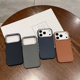 Phong Cách Kinh Doanh Họa Tiết Sợi Carbon Ống Kính Kim Loại Màu Đen Ốp Lưng Điện Thoại iPhone 17Promax 17Pro 16Promax 11 12 13 14 15 Pro Max 14Plus Vỏ Điện Thoại Chống Sốc Nam