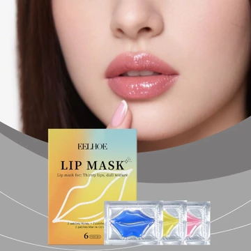 Mặt nạ dưỡng ẩm môi EELHOE Mặt nạ chăm sóc môi pha lê Mặt nạ dưỡng ẩm & Reduc - (Gói 6) - Sea Collagen, Cherry & Honey