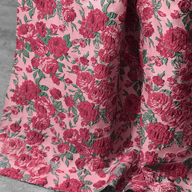 Vải Jacquard hoa hồng nổi, sợi nhuộm, phong cách Trung Hoa - phù hợp để may đầm