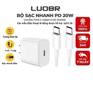 LUOBR Bộ cáp sạc nhanh 20W An toàn và ổn định - Thiết bị bảo vệ - Không tăng nhiệt - Tương thích chống nổ với iP15 trở lên