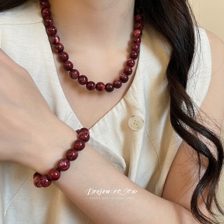 Bộ trang sức đá quý tự nhiên với dây chuyền và vòng tay đính cườm nhiều màu - Phong cách boho thời trang