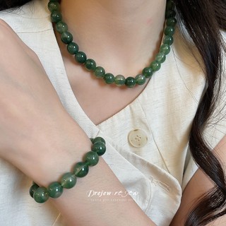 Bộ trang sức đá quý tự nhiên với dây chuyền và vòng tay đính cườm nhiều màu - Phong cách boho thời trang