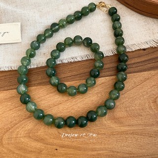 Bộ trang sức đá quý tự nhiên với dây chuyền và vòng tay đính cườm nhiều màu - Phong cách boho thời trang