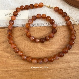 Bộ trang sức đá quý tự nhiên với dây chuyền và vòng tay đính cườm nhiều màu - Phong cách boho thời trang