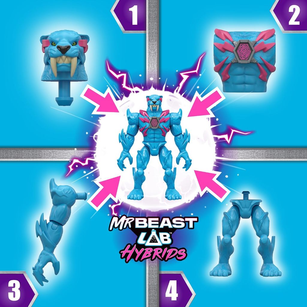MRBEAST LAB Hybrids Gói đơn, Mix & Match Hàng triệu kết hợp để tạo ra Quái vật tối thượng và tiết lộ các bộ phận quái vật riêng lẻ để tạo ra 1 trong 10 nhân vật lai 4 "