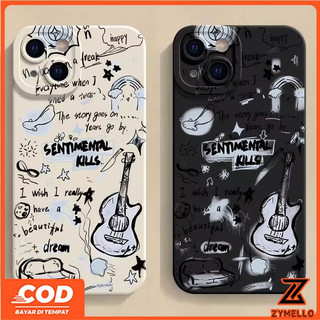 Ốp Lưng Cho Realme Note 60 Note 70 Realme C61 Realme C63 C53 C71 C75 Màu Đen Phong Cách Graffiti Guitar Vỏ Điện Thoại TPU Chống Sốc